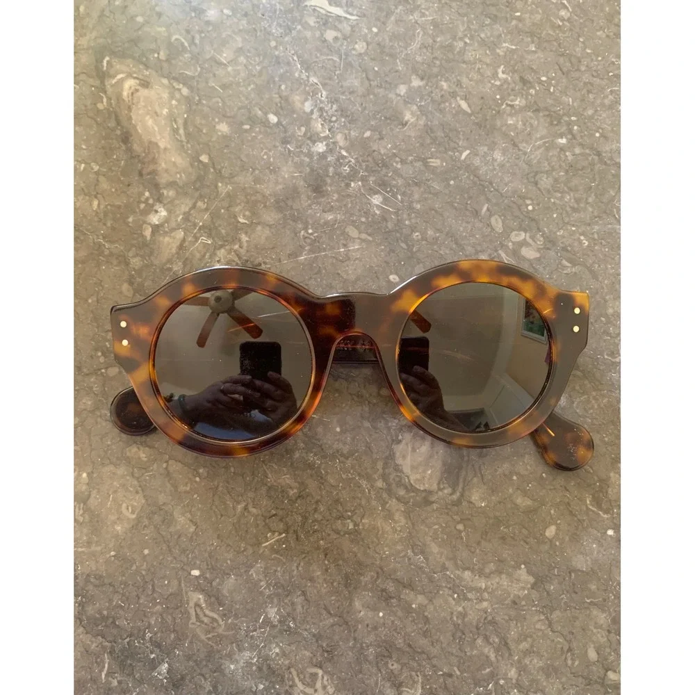 Antica Occhialeria Jauny 47 Tortoise Round Sunglasses Handcrafted In Florence